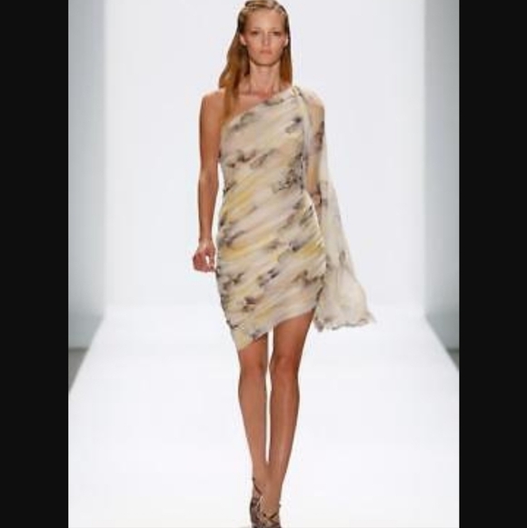 Tadashi Shoji One Shoulder Draped Chiffon Dress - Picture 5 of 13